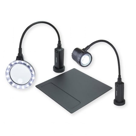 Carson Optical Magni Flex Pro Magnifier  Light Flex LED Task Lamp Bundle With Magnetic Base CP95MU